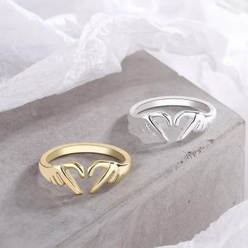 New Popular Romantic Heart Hand Hug Fashion Ring for Women and Girls -  Silver Color Punk Gesture Fashion Gift - The Jewellery Supermarket